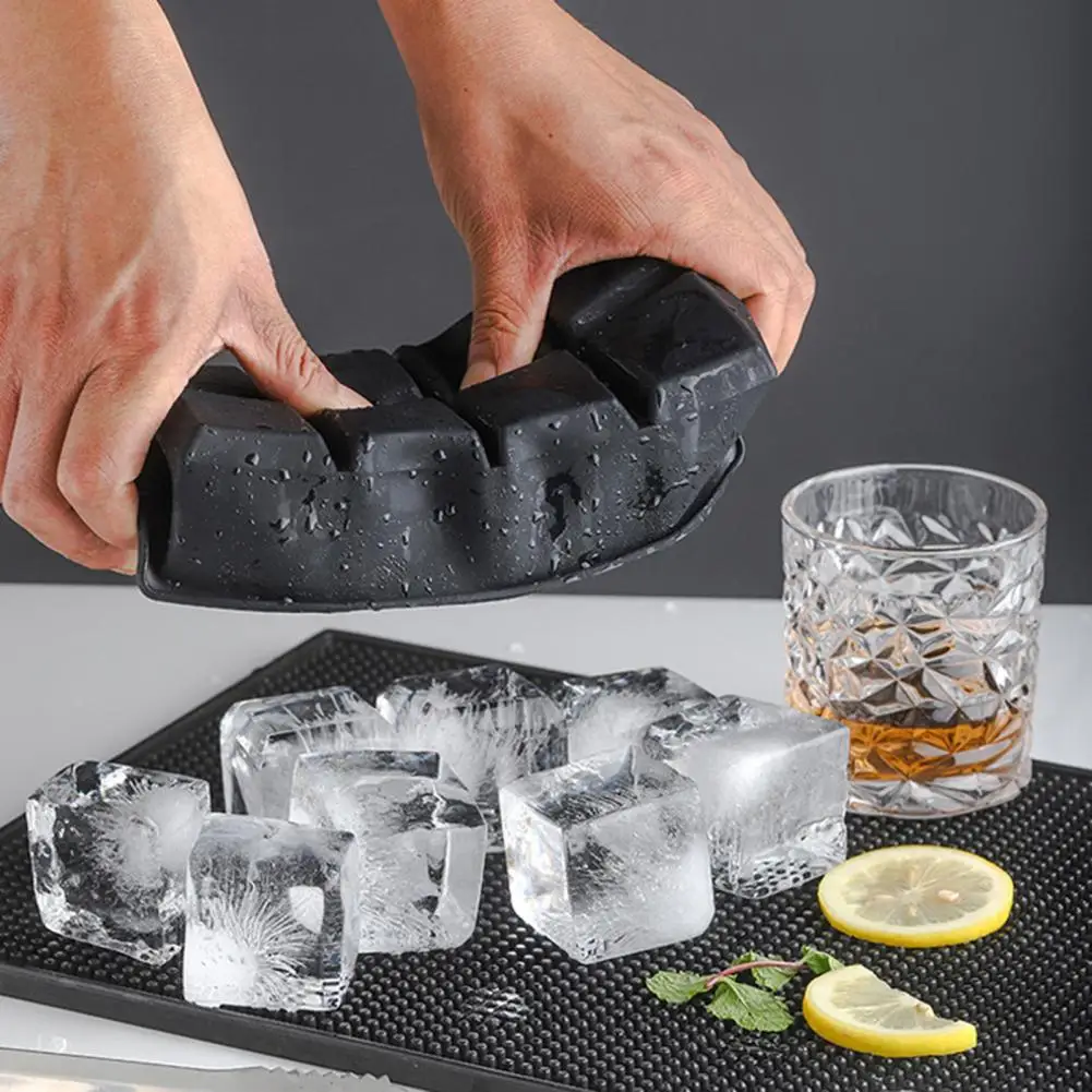 

Ice Cube Mold With Fruit Silicone Square Ice Cube Tray With Lid For Whiskey Cocktails Home Kitchen 6 Grids Design Ice Making