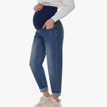 Pregnancy Abdominal Pants Maternity Pants For Pregnant Women Clothes High Waist Trousers Loose Denim Jeans