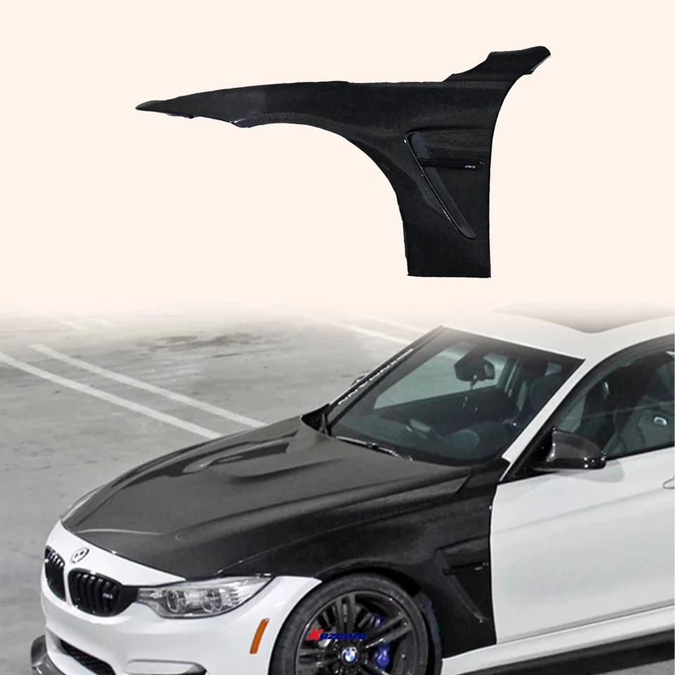 BMW 2015-2020 리얼 F82 M4 용 탄소 섬유 사이드 프론트 범퍼 펜더 쌍