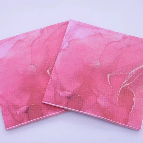 

Latest 20pcs/set Paper Napkin Pink Napkins 33*33cm Disposable Tableware 100% Natural Wood For Party Supplies