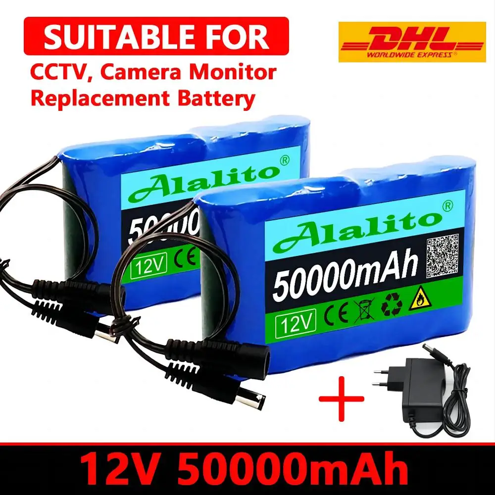 

Air Shipping Rechargeable Battery 12V 50000mah Lithium Battery Pack Capacity DC 12.6V 50Ah CCTV Camera Monitor with Charger