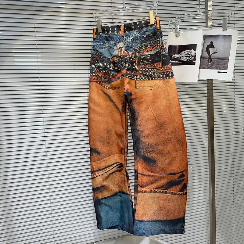 Mujer moda 3D pintura cinturón diseño impreso Jeans chica caliente