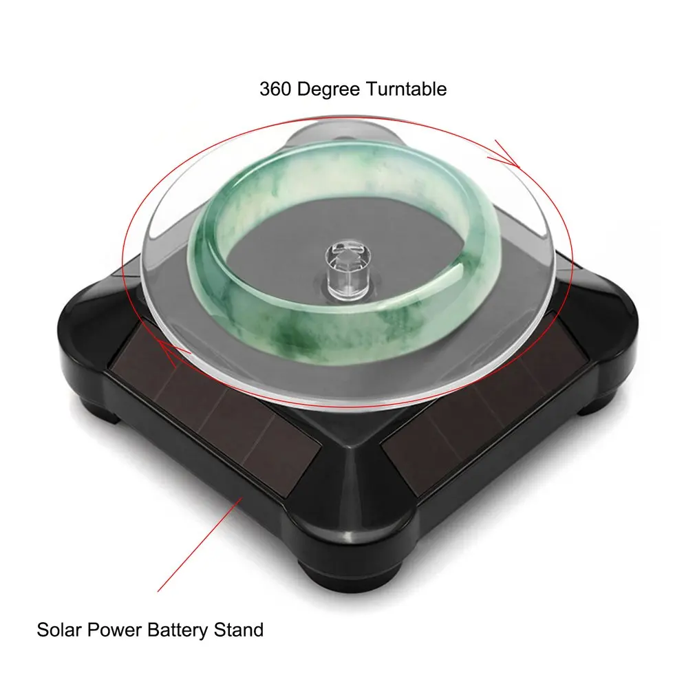 360 Degree Turntable Rotating Display Stand Power by Solar Power or Battery Watch Ring Necklaces Jewelry Stand Holder