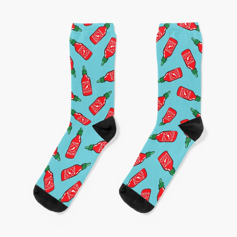 Sriracha sauce - blue - hot chili sauce Socks christmas stocking sports socks Socks Men Women's
