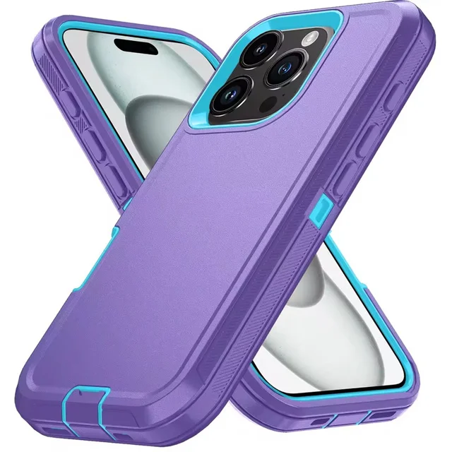 Shockproof Armor Defender Phone Case with Stand – Hard PC + TPU Protective Cover