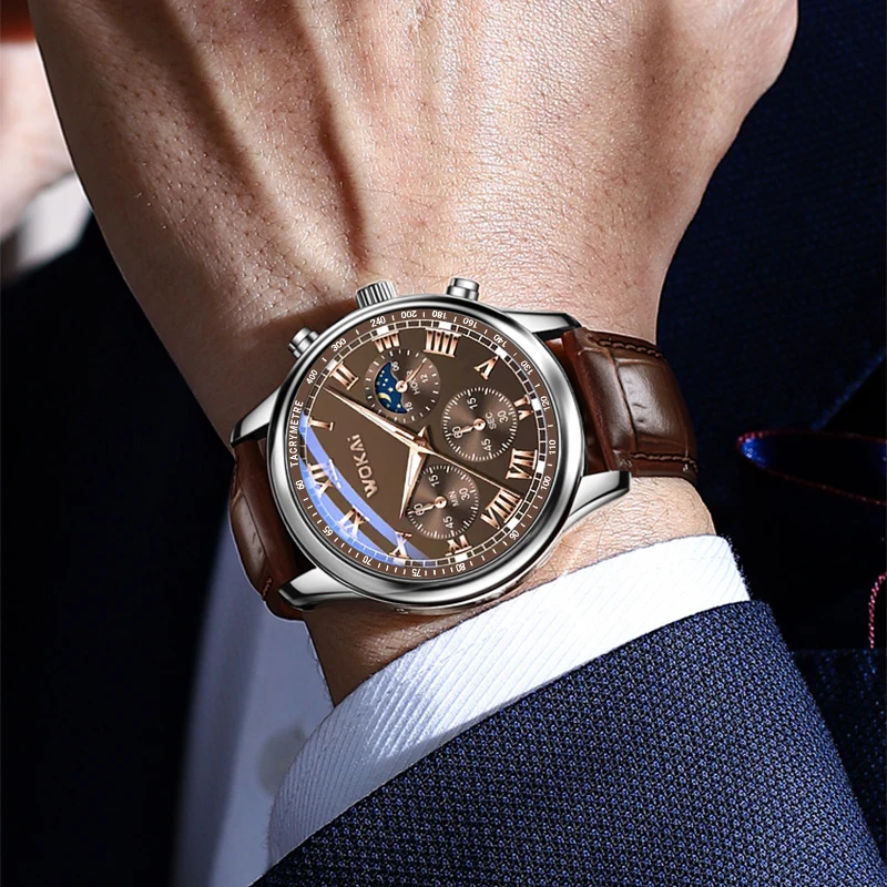 Fashionable casual men's calendar belt quartz watch military watches men table calendar watc Big dialh students watch 6
