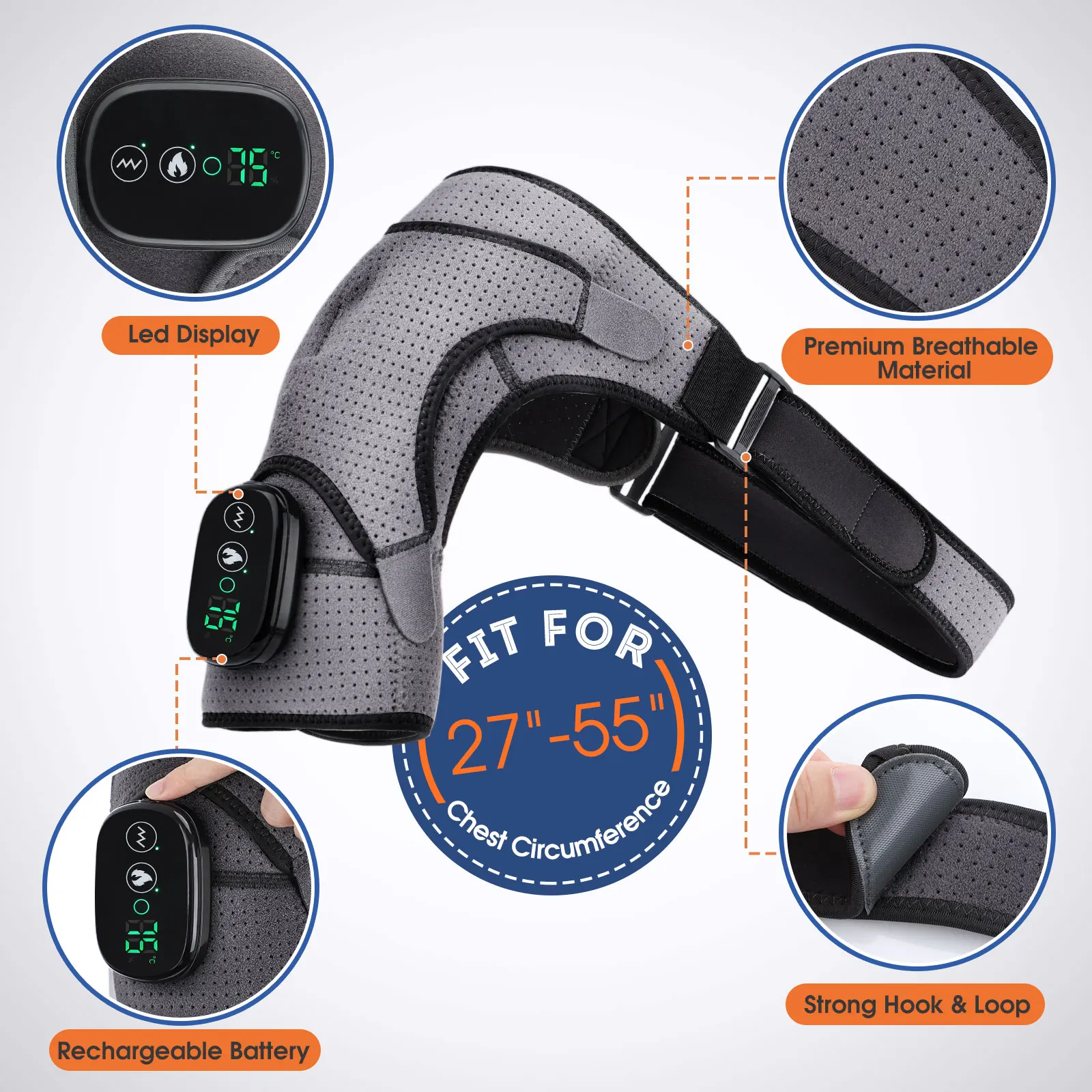 Electric Shoulder Heating Pad Vibration Muscle Relax Belt Thermal Massager Shoulder Neck Support Brace