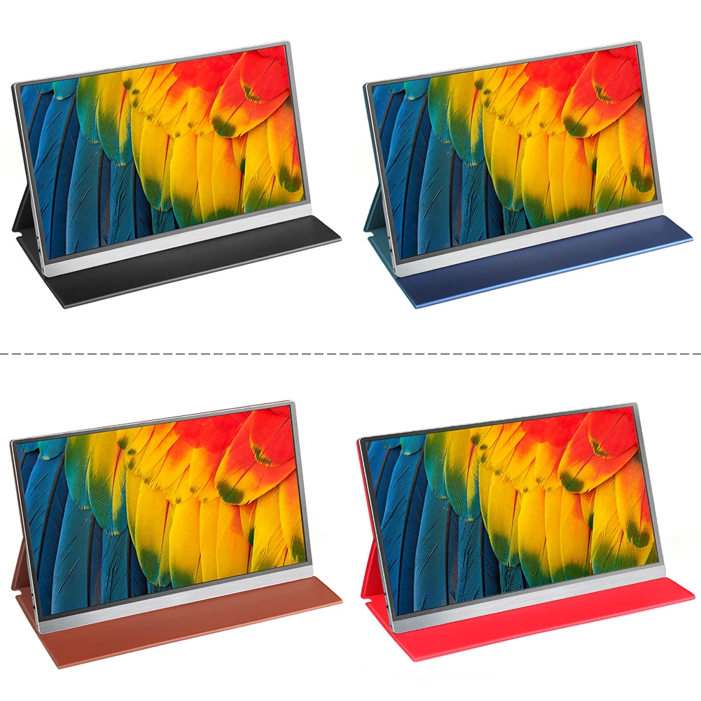para Monitor Portátil de Luxo pu Leather Case Smart Protective Cover 12.5 13.3 15.6 Polegada Mobile Display Screen Stand Funda Capa - Imagem 4