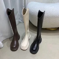Ultra Soft Thick-Soled High-Top Long Boots Slimming Fleece-Lined V-Shape Knight Boots Rubber Material Summer Season China Origin - Image 4