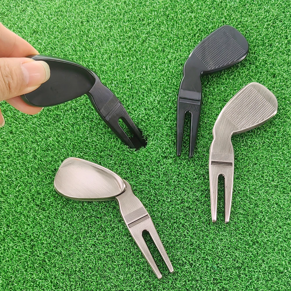 Golf Divot Tool Greens Fork Turf Repair Tools Position Marker Outdoor Golf Sports Supplies Metal Durable Golf Accessories