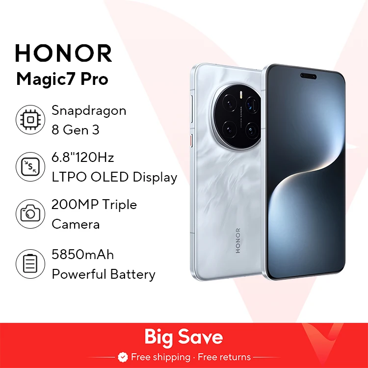 【World Premiere】Global Version HONOR Magic7 Pro 5G Smartphone Magic 7 Pro Snapdragon 8 Elite 120Hz OLED Screen 100W Fast Charge 1
