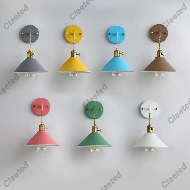 LED Retro Creative Color Iron Wall Lamp Living Room Bedroom Hallway Staircase Corridor Lighting and Decorative Lighting Fixtures