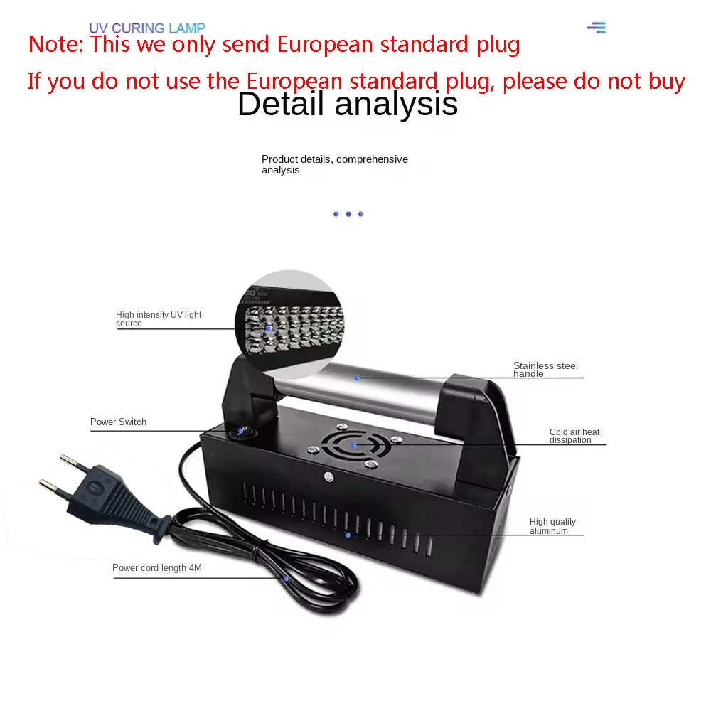 Automobile sheet metal repair lamp putty uv light curing lamp repair baking paint spray paint car ultraviolet EU Plug