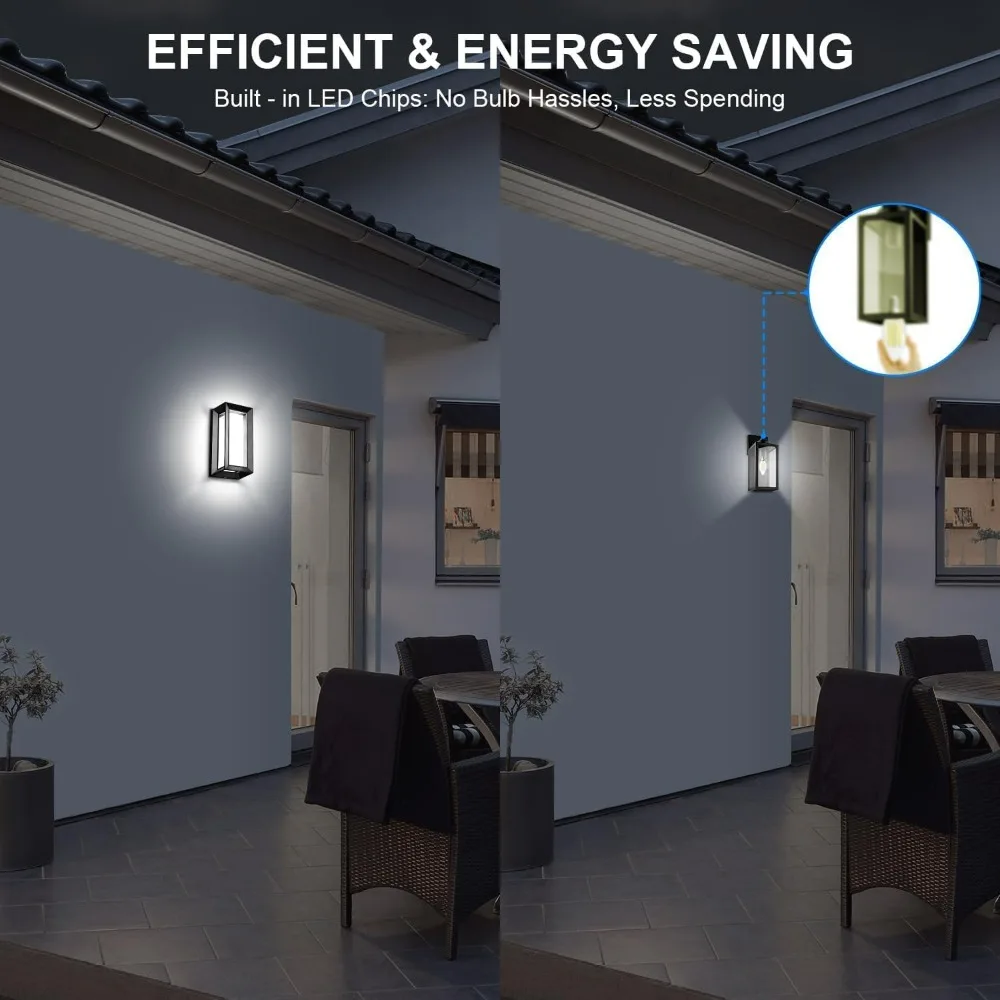 Outdoor LED Wall Porch Light, 1800 Lumens 6000K Daylight White, 18W IP65 Waterproof and Rust-Resistant Wall Sconce Light Fixture