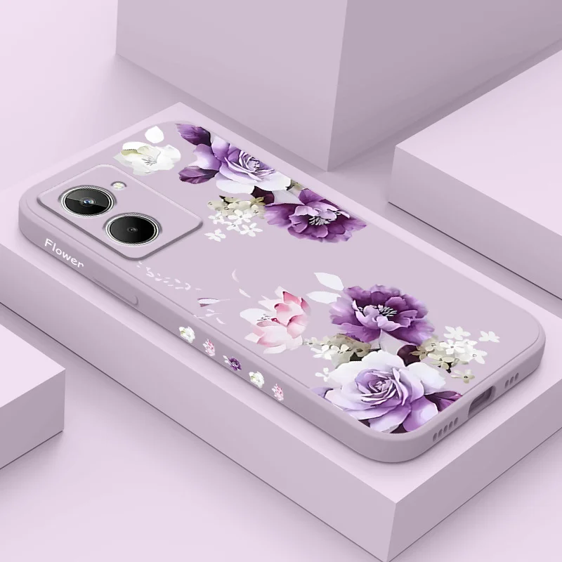 Elegant Peony Liquid Silicone Phone Case Cover