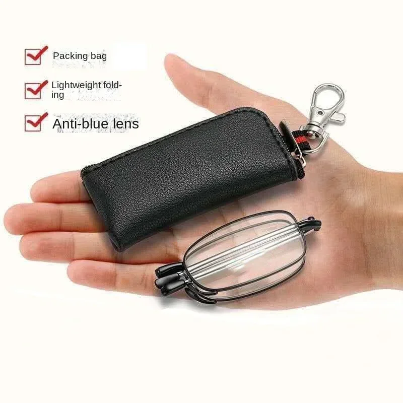 New Women Men Portable Folding Reading Glasses Keychain Antenna Anti-Radiation Anti Blue Light Eyewear Glasses with Storage Bag 3