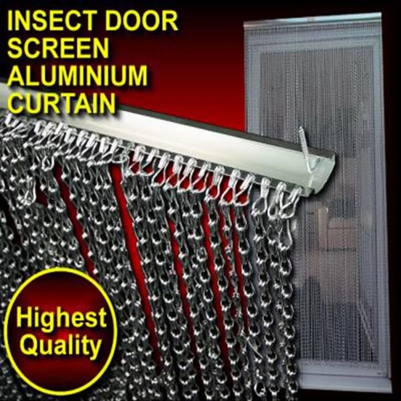 Double Hooks Colorfast Aluminum Chain Screen Curtain for Door or Window