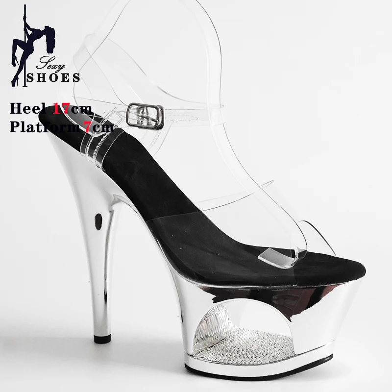 Fashion Summer Thin High Heel Sandals Hollow Waterproof Platform   Transparent PVC Sexy Slim Heels Women's Shoes Nightclub