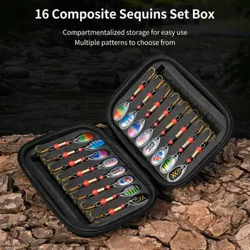 Bass Fishing Lure 16pcs Trout Spinner Lures For Fishing Kit Three Hook Topwater Fishing Lures Spoon-Style Bass Fishing Crank 3