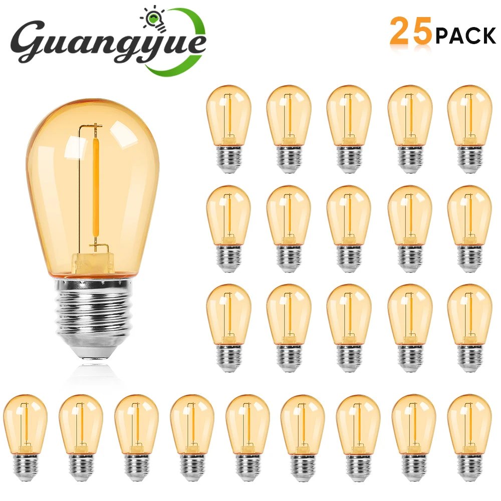 Plastics Led Bulb S14 Plastics Led Bulb E27 220V 110V 2W 1W Shatterproof Vintage For String Light Outdoor Garden Decoration
