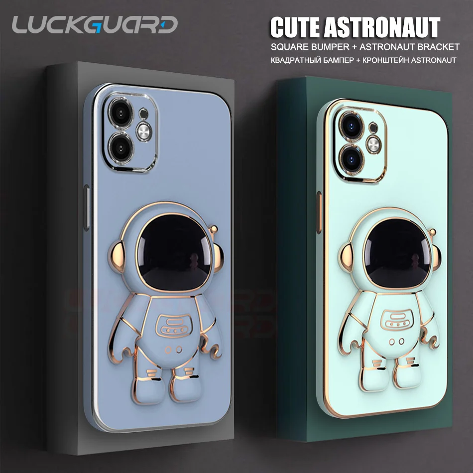 Cute 3d Astronaut Folding Stand Silicone Case For Iphone 13 12 11 Pro