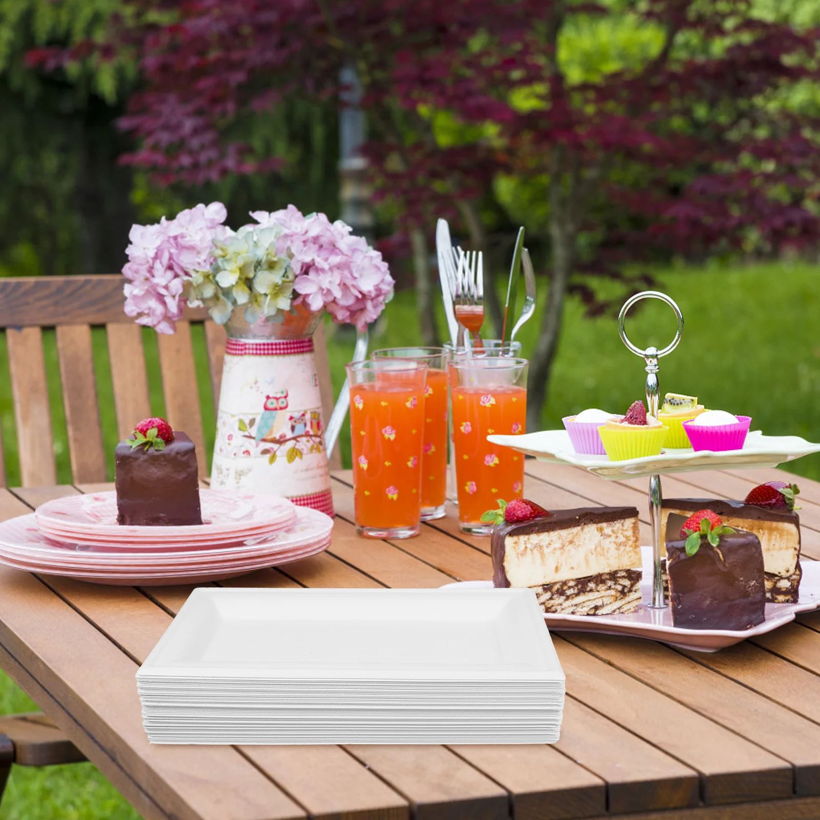 50 Pcs Disposable Cardboard Trays Paper Plates Serving Dishes for Parties Dinner Square Food Dessert Student Party