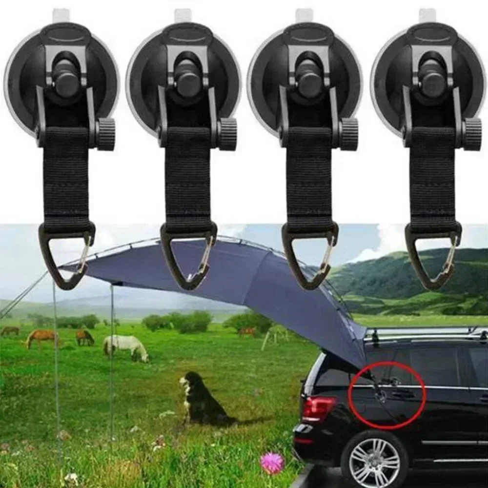 1/4PCS Tent Suction Cups Buckle for Car Side Round/Triangular Awning Anchors Outdoor Camping Tent Suckers Anchor Securing Hook