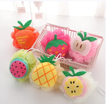 Cute Fruit Baby Bath Brush palla da bagno per bambini Soft Skin-friendly Body Scrubber Flower Kids Body Brush accessori per il bagno