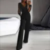 Womens Strapless Jumpsuit Casual Fashion Women'S Solid Color Long Sleeved Pants Summer Woman Fluid Pants Korean Chiffon Jumpsuit 2