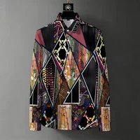 Chemise Homme Luxe à Imprimé Géométrique, Manches Longues, Printemps/Automne 2026, Infroissable, Décontractée Chic, Haut Polyvalent 3