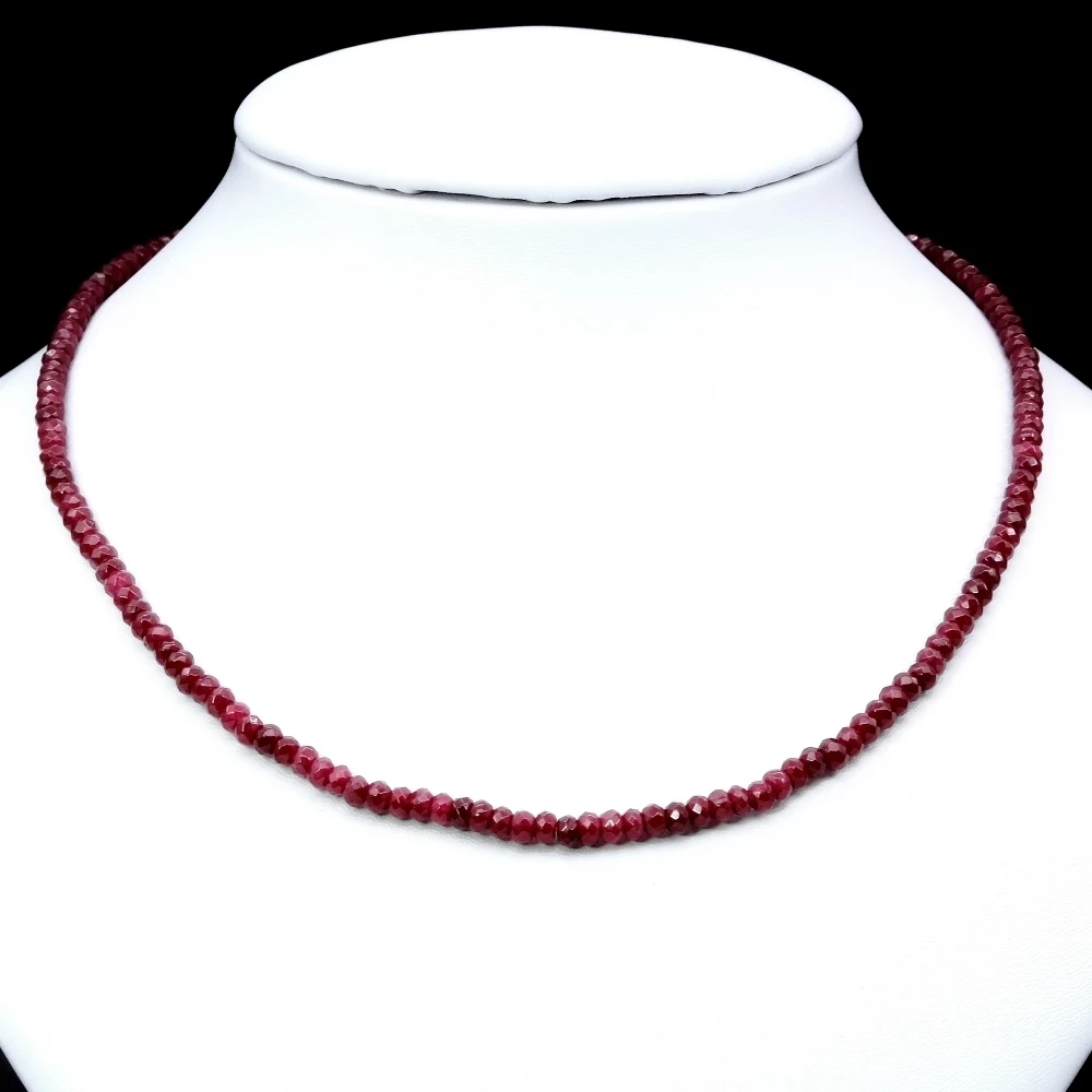 Hand knotted necklace 2X4mm faceted blue pink color purple red green stone bead 17 