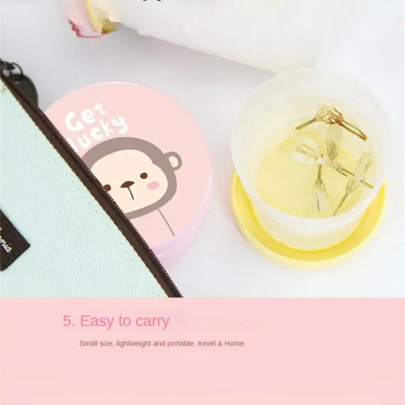120ml Portable Folding Cups With Lid Silicone Retractable Drinking Cup Cute Children Travel Outdoor Water Cup Mouthwash