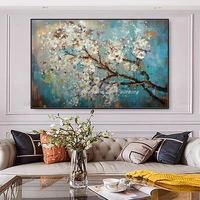 Mintura,Large Handpainted Blue Tree Flower Oil Painting On Canvas,Morden Home Decoration,Art Poster,Wall Picture,Room Decor,Gift 1