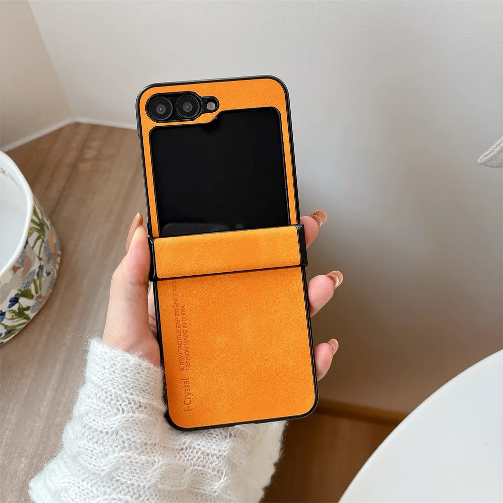 Premium PU Leather Flip Phone Case with Hinge Protection - Slim Matte Shockproof Cover
