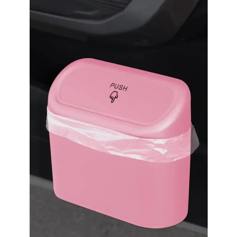 1pc Car Trash Can Seat Back Disposable Bag Mini Automobile With Cover Folding Storage Hanging Storage Box Multifunction Interior 6