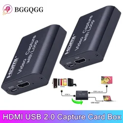 HD 1080P 4K HDMI Video Capture Card HDMI To USB 2.0 Placa De Captura Board Game Record Live Streaming Broadcast TV HDMI Loop