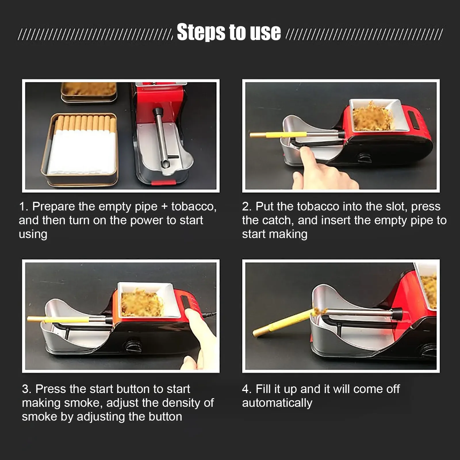 Cigarette Filling Machine Fully Automatic Cigarette Plug, Electric Smoking Accessories with Charger and Cleaning Brush - 6