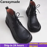 Careaymade-Genuine Leather wide version women's boots Natural Cowhide warm wool big size shoes single Men's ankle short boots