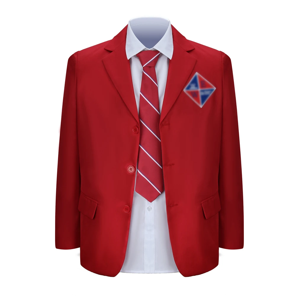 

Rebelde School Uniform for Men Big Boy High School Costume Red Jacket Shirt Necktie Full Set Male EWS Outfits
