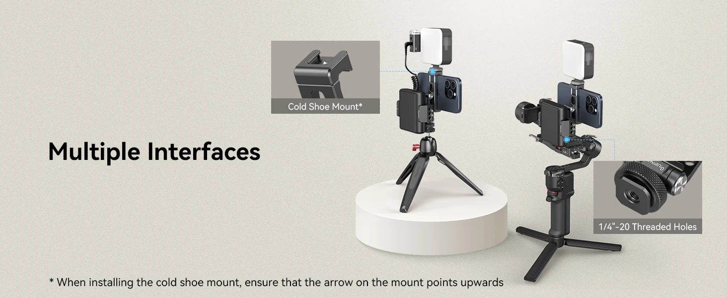 Metal Phone Support with Cold Shoe Mount Phone Support for DJI RS 3 /RS 3 Pro/ R