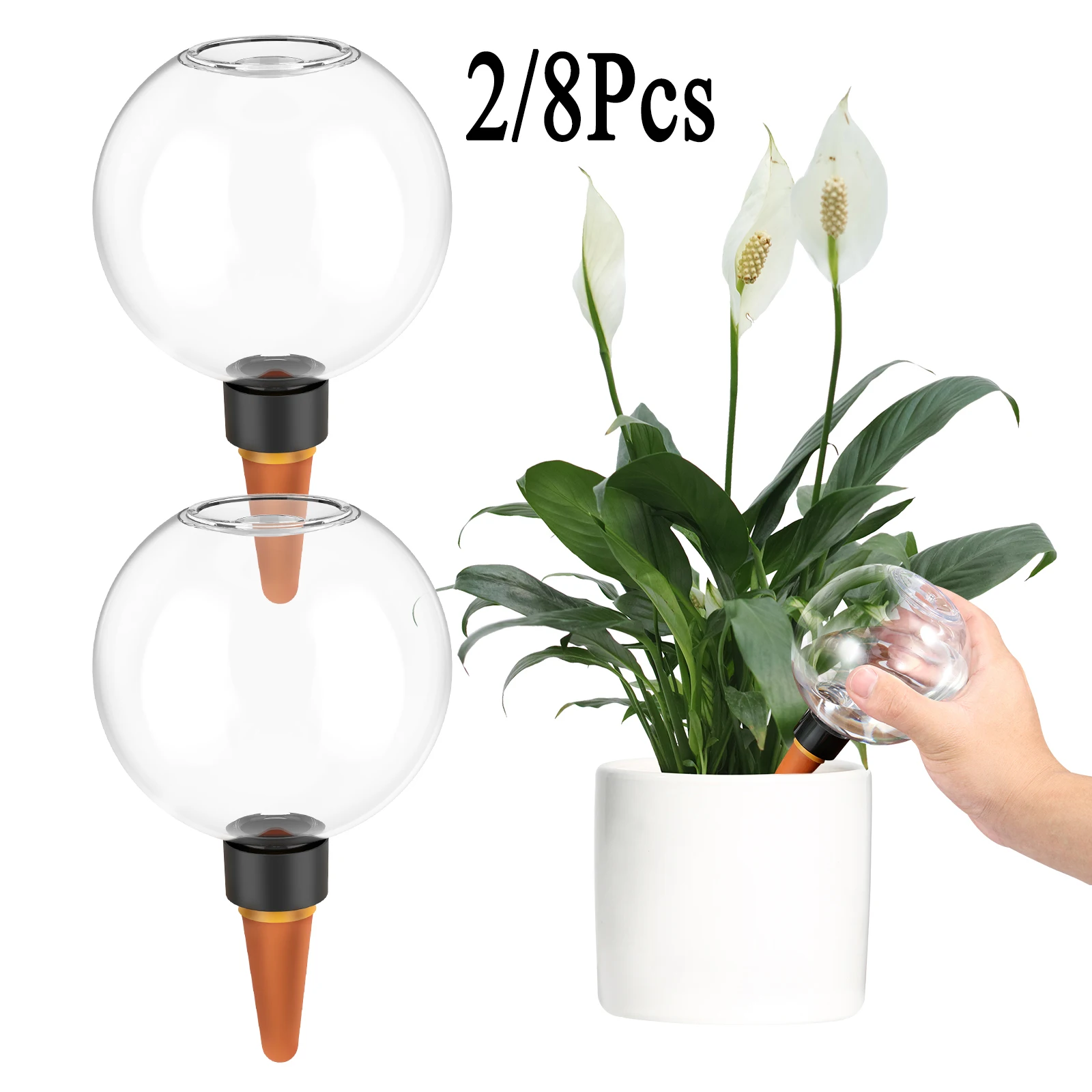 2-8Pcs Automatic Plant Watering Bulbs 500ml Glass Globes Planter Insert Effortless Self Watering Device Drip Irrigation System