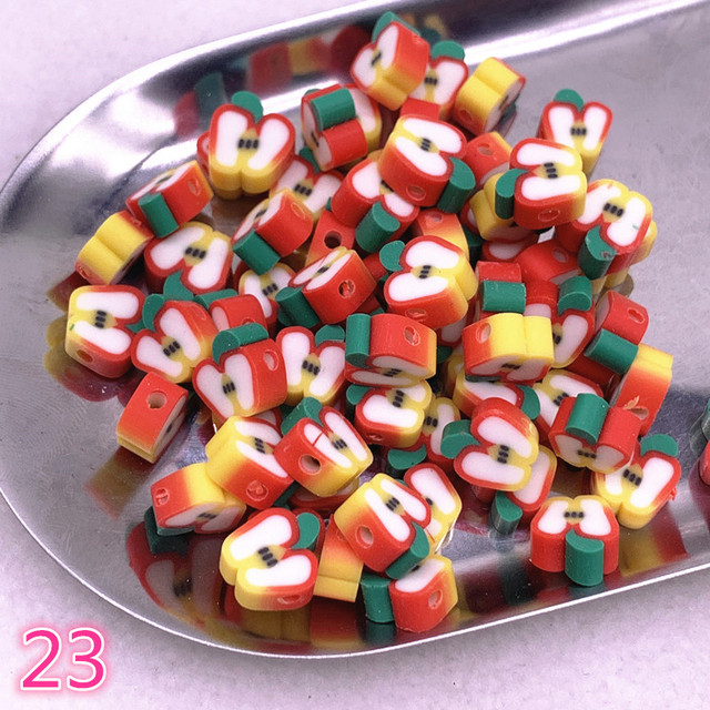 10mm Color Fruit Beads Polymer Clay Beads Polymer Clay Spacer Loose Beads for Jewelry Making DIY Bracelet Accessories