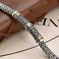 Bracelet chaîne de quille tressé pour hommes, Bracelets à maillons Vintage, tendance Hip Hop, bijoux masculins, cadeau pour petit ami 5