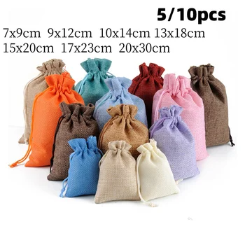 Eco-Friendly Burlap Drawstring Gift Bags | Rustic Jute Pouches for Wedding Favors, Handmade Jewelry, DIY Crafts, Party Supplies, 1