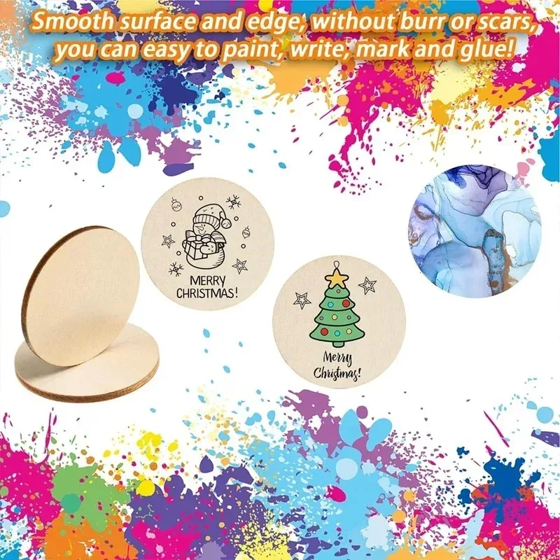 100개/묶음 5/6cm 미완성 나무 정사각형 조각, DIY 공예, 예술, 홈 데코, 조각, 페인팅용 빈 원형 나무 조각