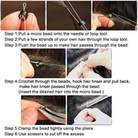 1000 pièces Extensions de cheveux Micro anneaux liens perles 5mm perles doublées de Silicone pour Extensions de cheveux humains outil-multicolore 6