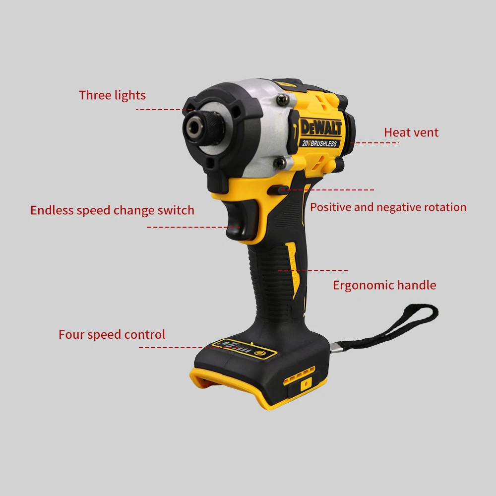 DEWALT DCF860 Kit Brushless Cordless Premium Impact Driver 282NM 20V Power Tools With Battery Charger 3