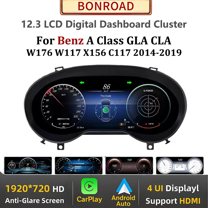Sistema Linux Panel de salpicadero LCD para coche para Mercedes Benz A GLA CLA W176 C177 X156 2014 -2019 pantalla de velocímetro de pantalla de instrumentos 1