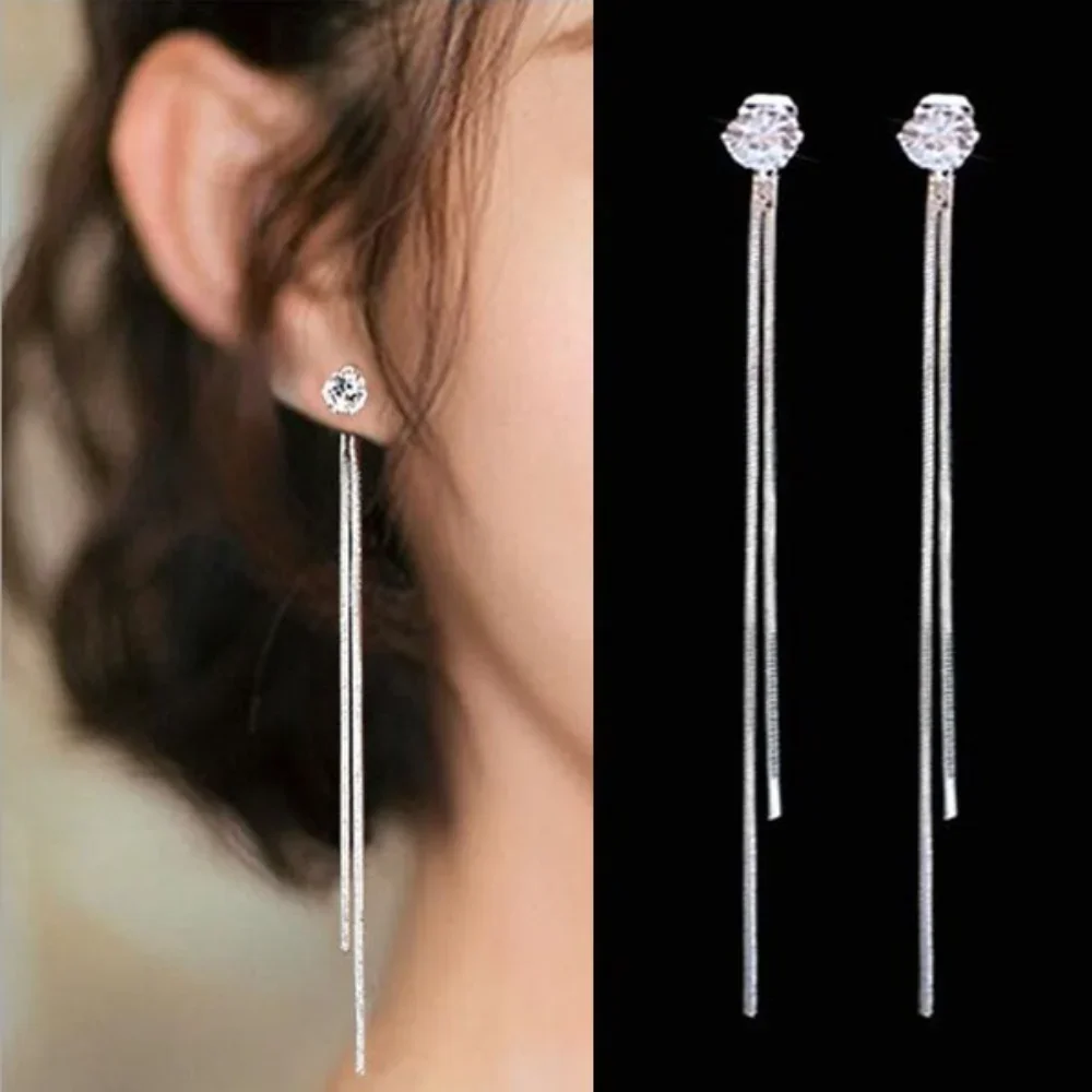 여성용 럭셔리 플래티넘 Pt950 모이사나이트 다이아몬드 귀걸이, 디럭스 스퀘어 랩 D 컬러 웨딩 귀걸이 쥬얼리 10 Delysia King 여성 트렌디 롱 태슬 이어링