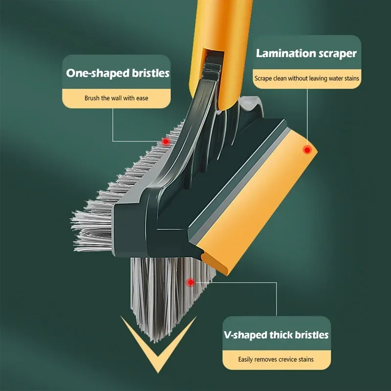 

Groove Handle Cleaning 3 Long Gap In Brush Bathroom 180° Mop Scrub Floor Multi-purpose Rotating 1 Broom